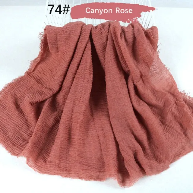 Classic simple easy classy crinkle crimp cotton turban hijab shawls women scarf