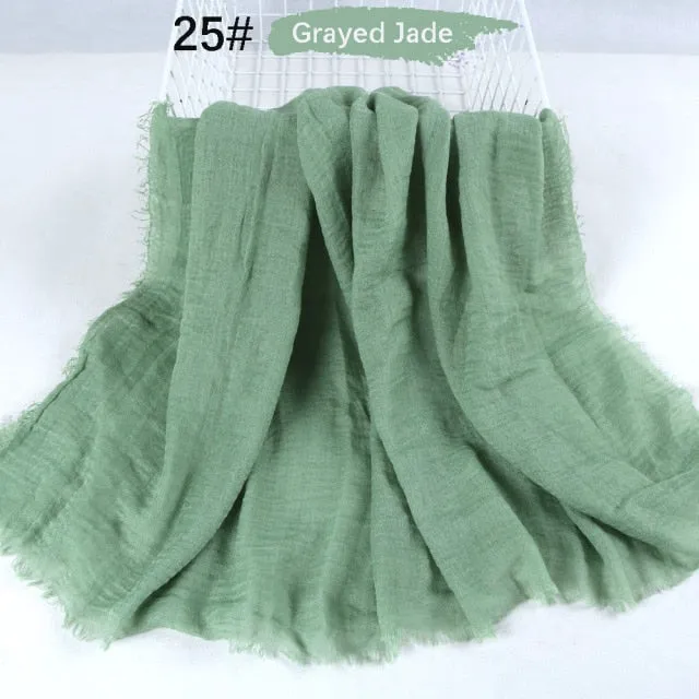 Classic simple easy classy crinkle crimp cotton turban hijab shawls women scarf