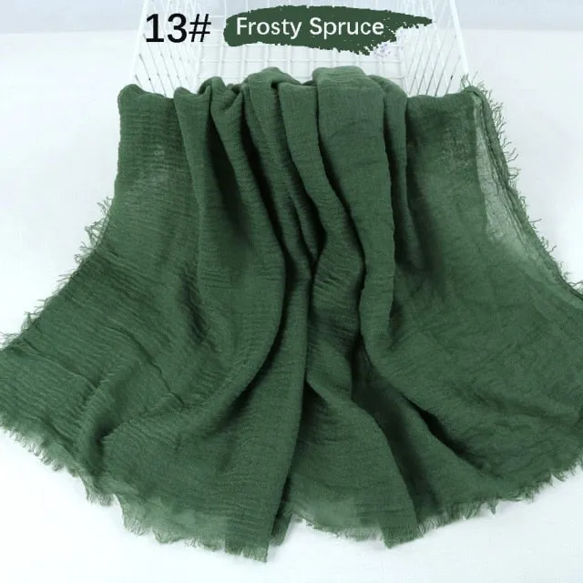 Classic simple easy classy crinkle crimp cotton turban hijab shawls women scarf