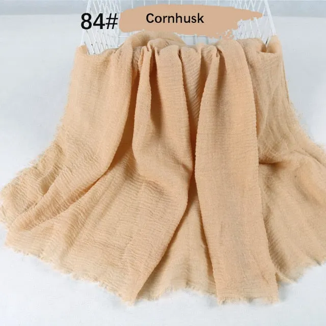 Classic simple easy classy crinkle crimp cotton turban hijab shawls women scarf