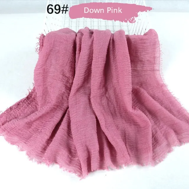Classic simple easy classy crinkle crimp cotton turban hijab shawls women scarf