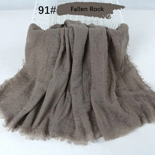 Classic simple easy classy crinkle crimp cotton turban hijab shawls women scarf