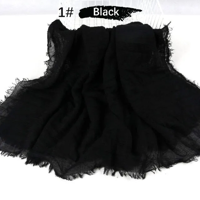 Classic simple easy classy crinkle crimp cotton turban hijab shawls women scarf
