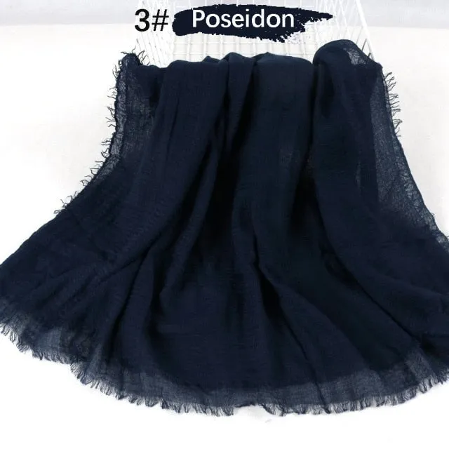 Classic simple easy classy crinkle crimp cotton turban hijab shawls women scarf