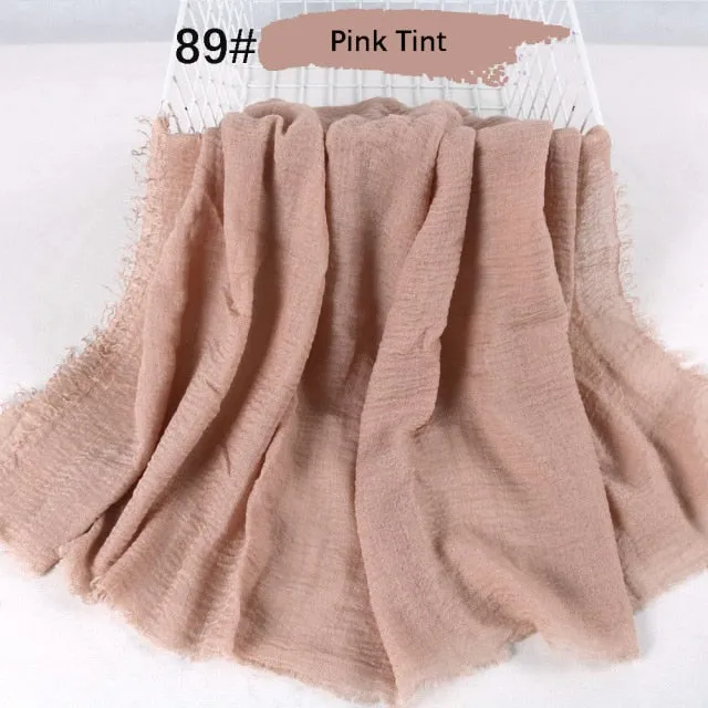 Classic simple easy classy crinkle crimp cotton turban hijab shawls women scarf