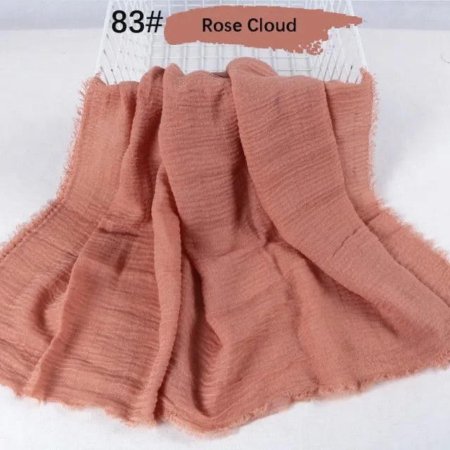 Classic simple easy classy crinkle crimp cotton turban hijab shawls women scarf