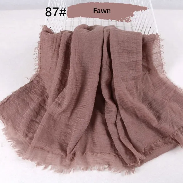 Classic simple easy classy crinkle crimp cotton turban hijab shawls women scarf