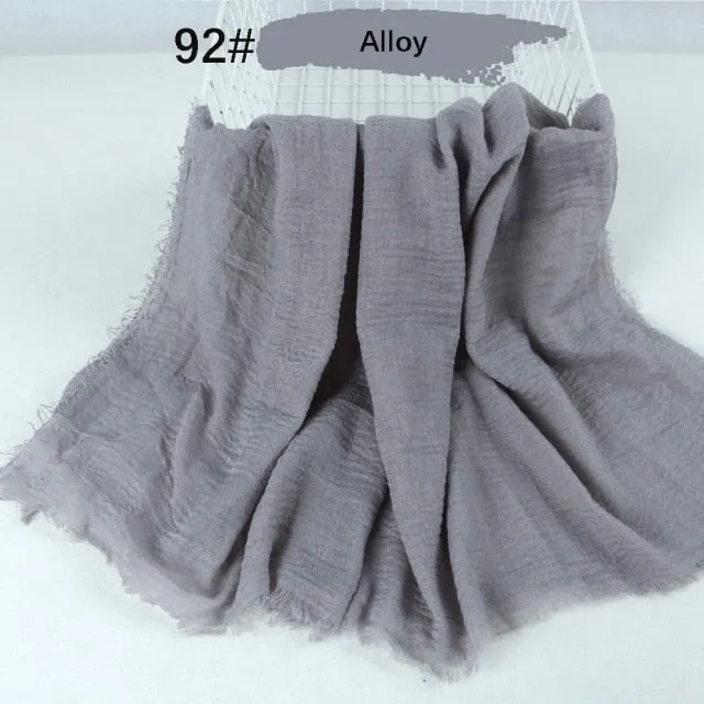 Classic simple easy classy crinkle crimp cotton turban hijab shawls women scarf