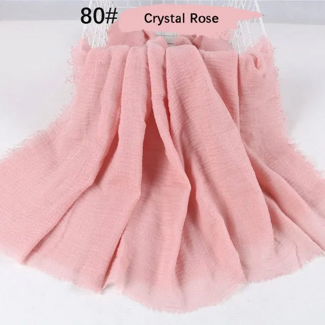 Classic simple easy classy crinkle crimp cotton turban hijab shawls women scarf