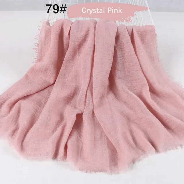 Classic simple easy classy crinkle crimp cotton turban hijab shawls women scarf