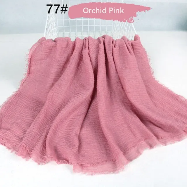 Classic simple easy classy crinkle crimp cotton turban hijab shawls women scarf