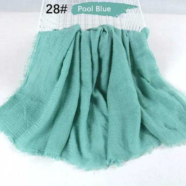 Classic simple easy classy crinkle crimp cotton turban hijab shawls women scarf