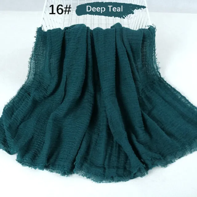 Classic simple easy classy crinkle crimp cotton turban hijab shawls women scarf