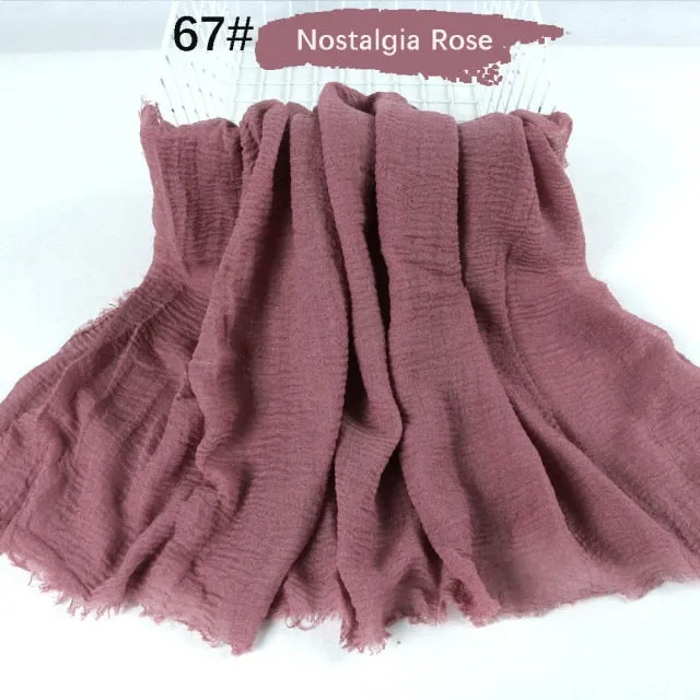 Classic simple easy classy crinkle crimp cotton turban hijab shawls women scarf