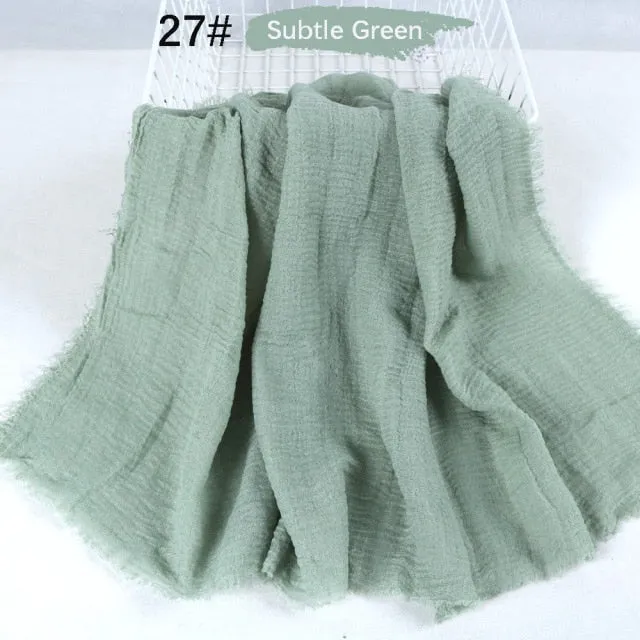 Classic simple easy classy crinkle crimp cotton turban hijab shawls women scarf