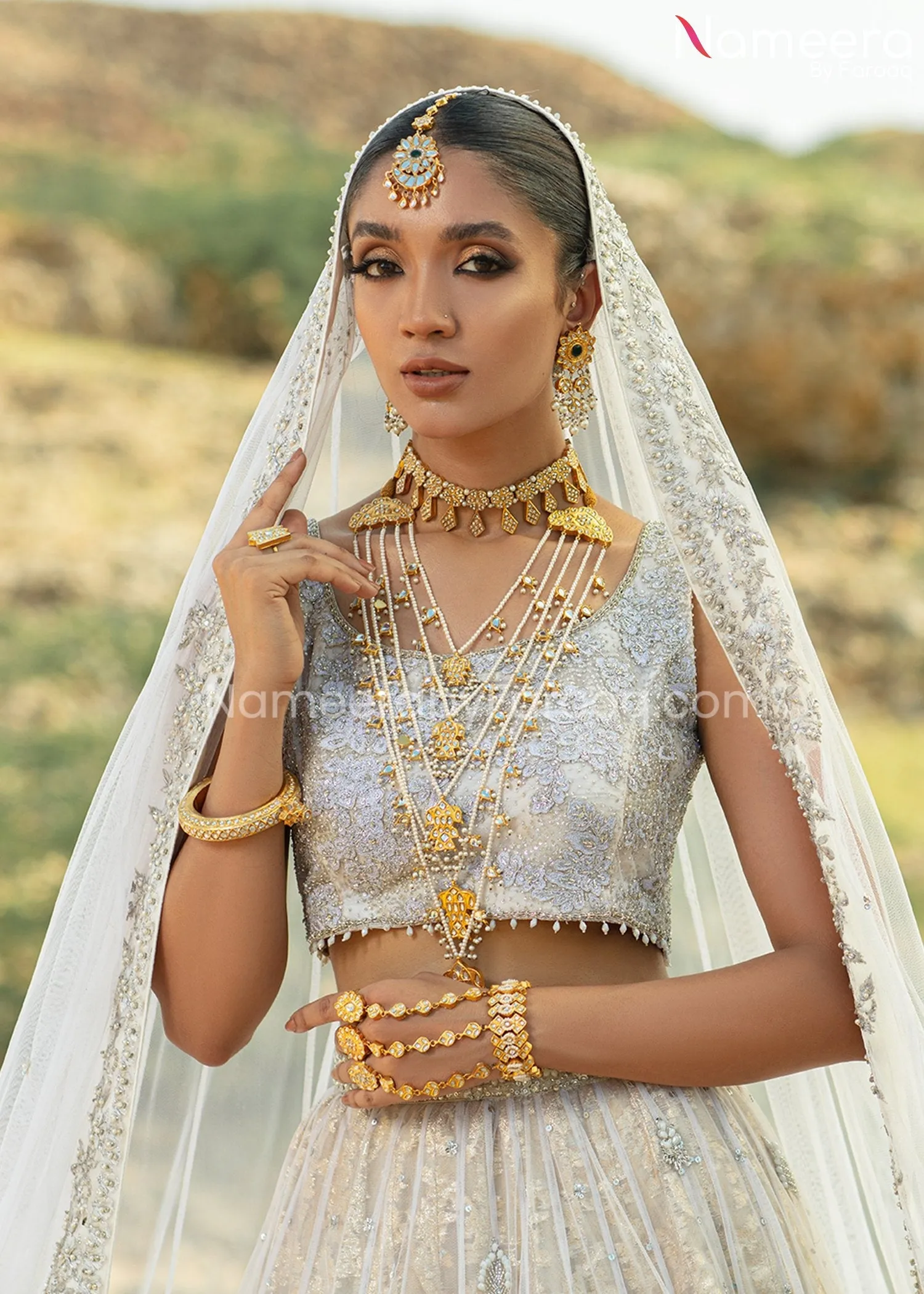 Classy White Choli Bridal Lehenga Pakistani #BS662