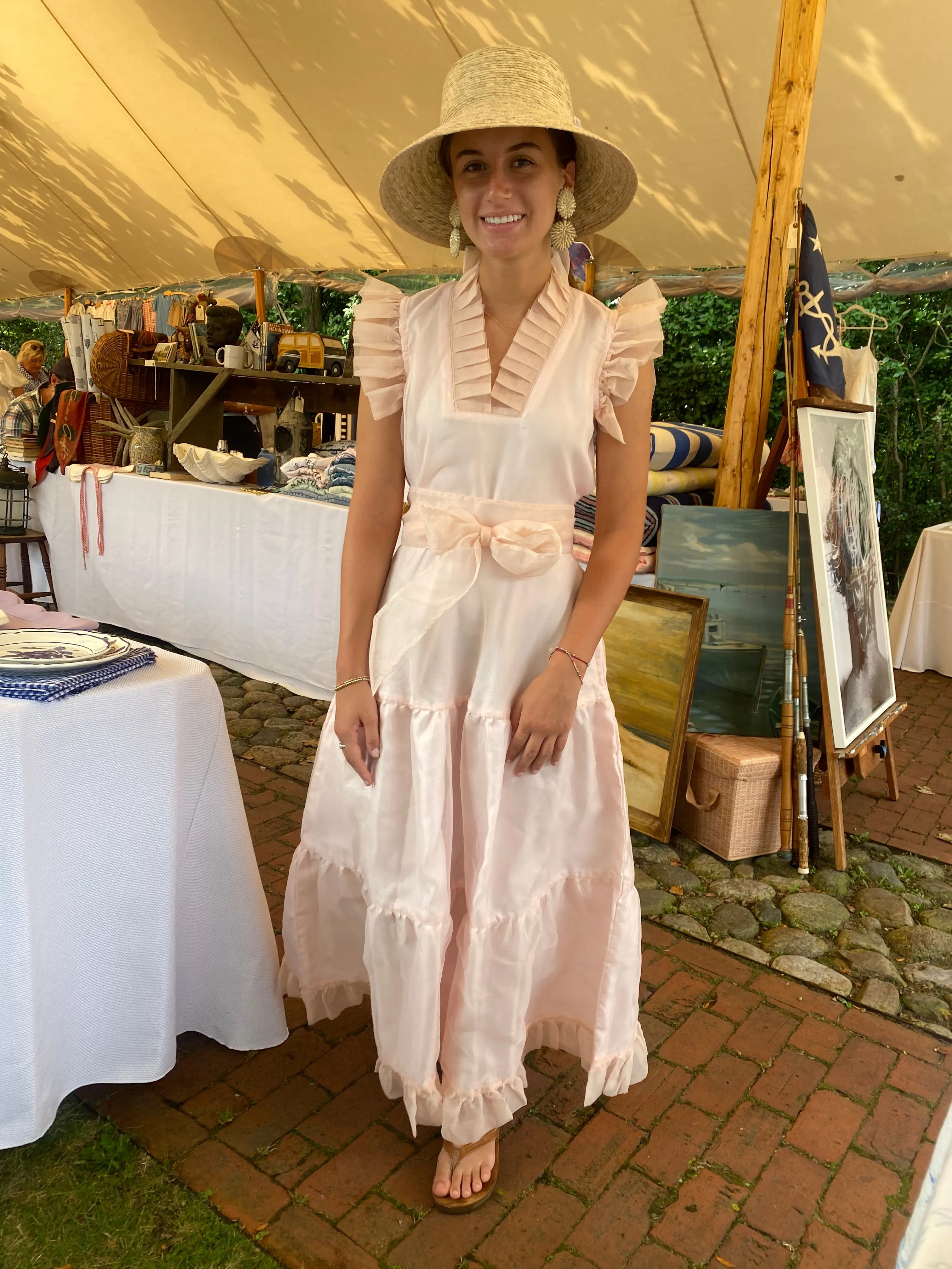 Clematis Bucket Hat - Wide & Short Light Pink Grosgrain Ribbon
