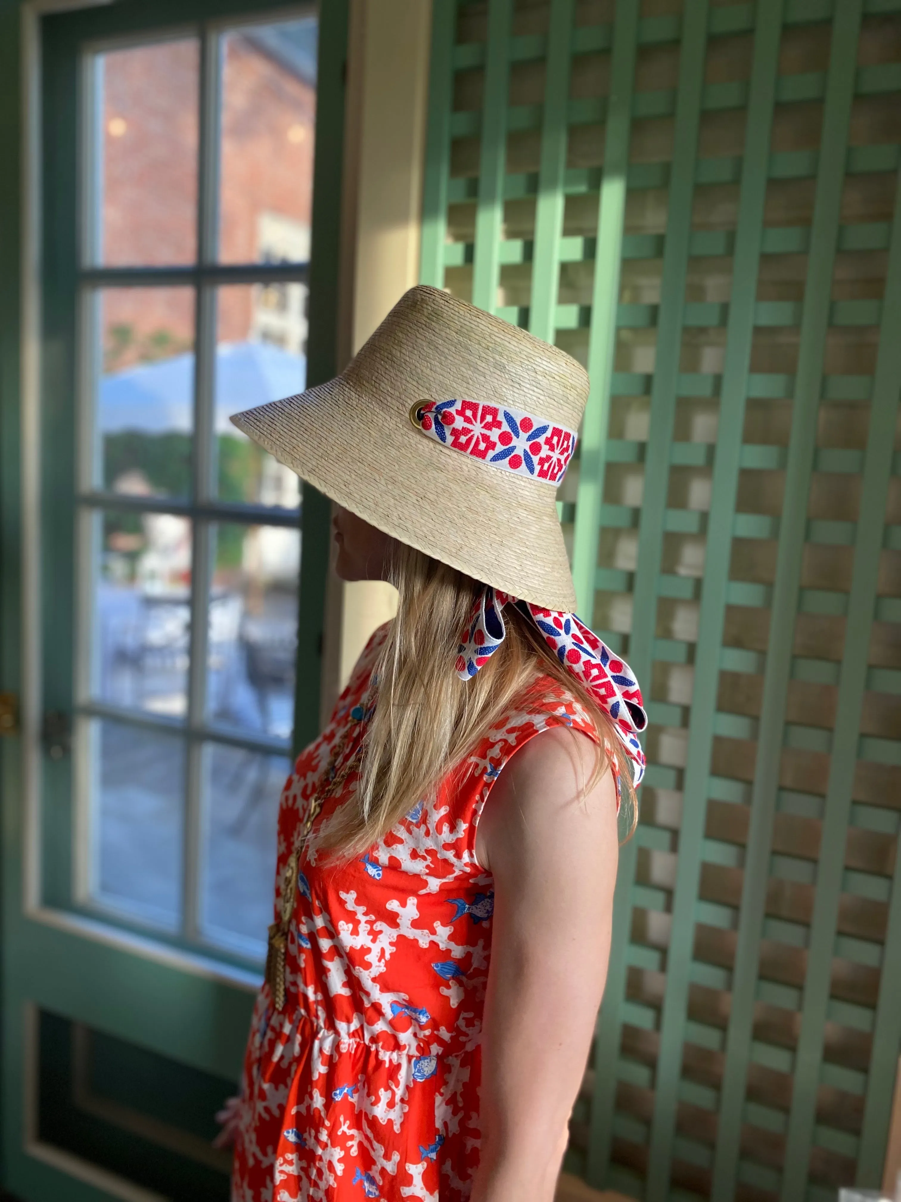Clematis Bucket Hat - Wide & Short Light Pink Grosgrain Ribbon