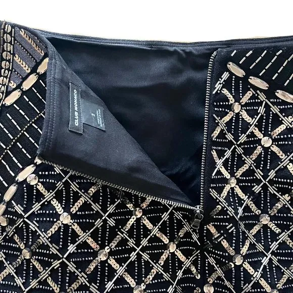 Club Monaco Kaitlin Black &amp; Gold Sequin Mini Skirt