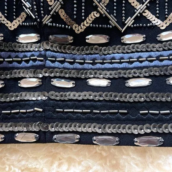 Club Monaco Kaitlin Black &amp; Gold Sequin Mini Skirt