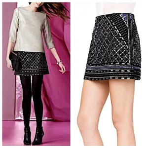Club Monaco Kaitlin Black &amp; Gold Sequin Mini Skirt
