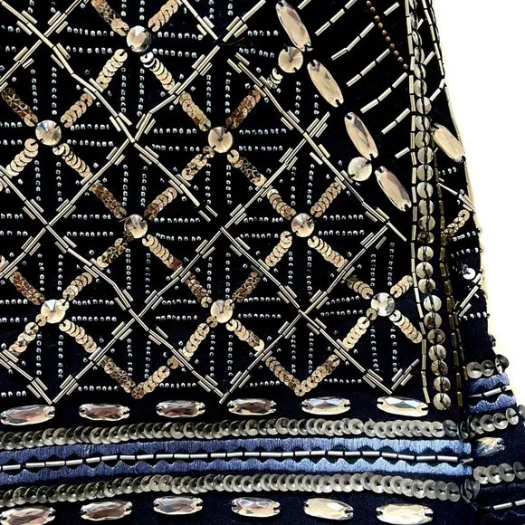 Club Monaco Kaitlin Black &amp; Gold Sequin Mini Skirt