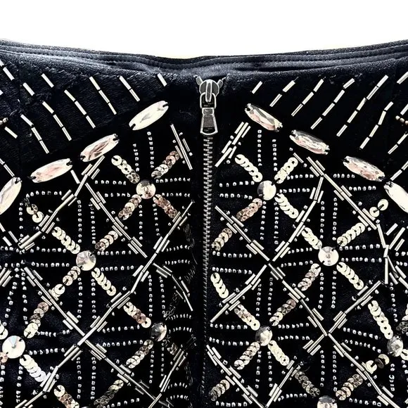 Club Monaco Kaitlin Black &amp; Gold Sequin Mini Skirt