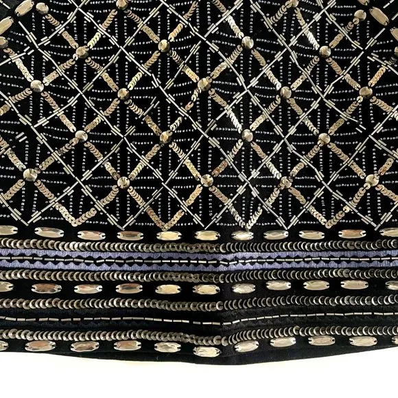 Club Monaco Kaitlin Black &amp; Gold Sequin Mini Skirt