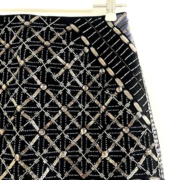 Club Monaco Kaitlin Black &amp; Gold Sequin Mini Skirt