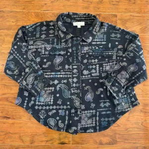COPY - Vintage Havana Multicolored Paisley Aztec Print Button Up Oversized Shir…