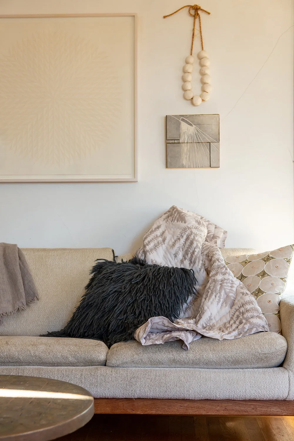 Cotton Hand-stitched Travel Quilt in Fern