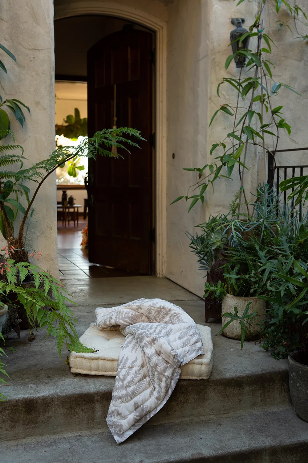 Cotton Hand-stitched Travel Quilt in Fern