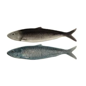 CREATIVE CO-OP- HAND-PAINTED SARDINE PLATE