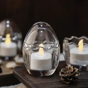 Creative Glass Dinosaur Egg Candle Holder Decorative Egg Shell Shape Candlestick Glassware Art and Craft Ornament Accessories