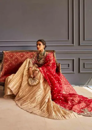 Crop Top for Golden Lehenga with Bridal Dress #BN1093