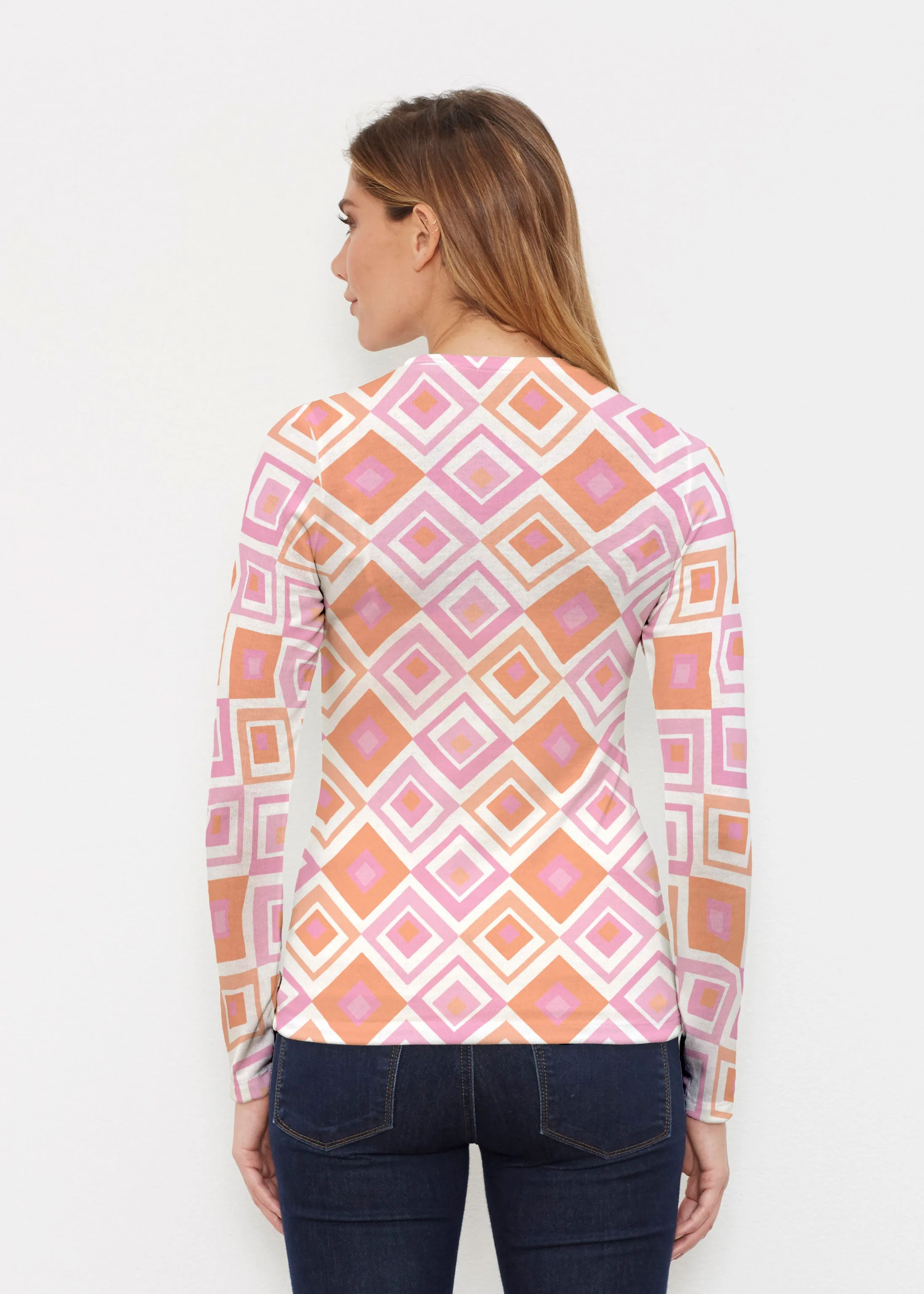 Cubed Pink (7809) ~ Butterknit Long Sleeve Crew Top