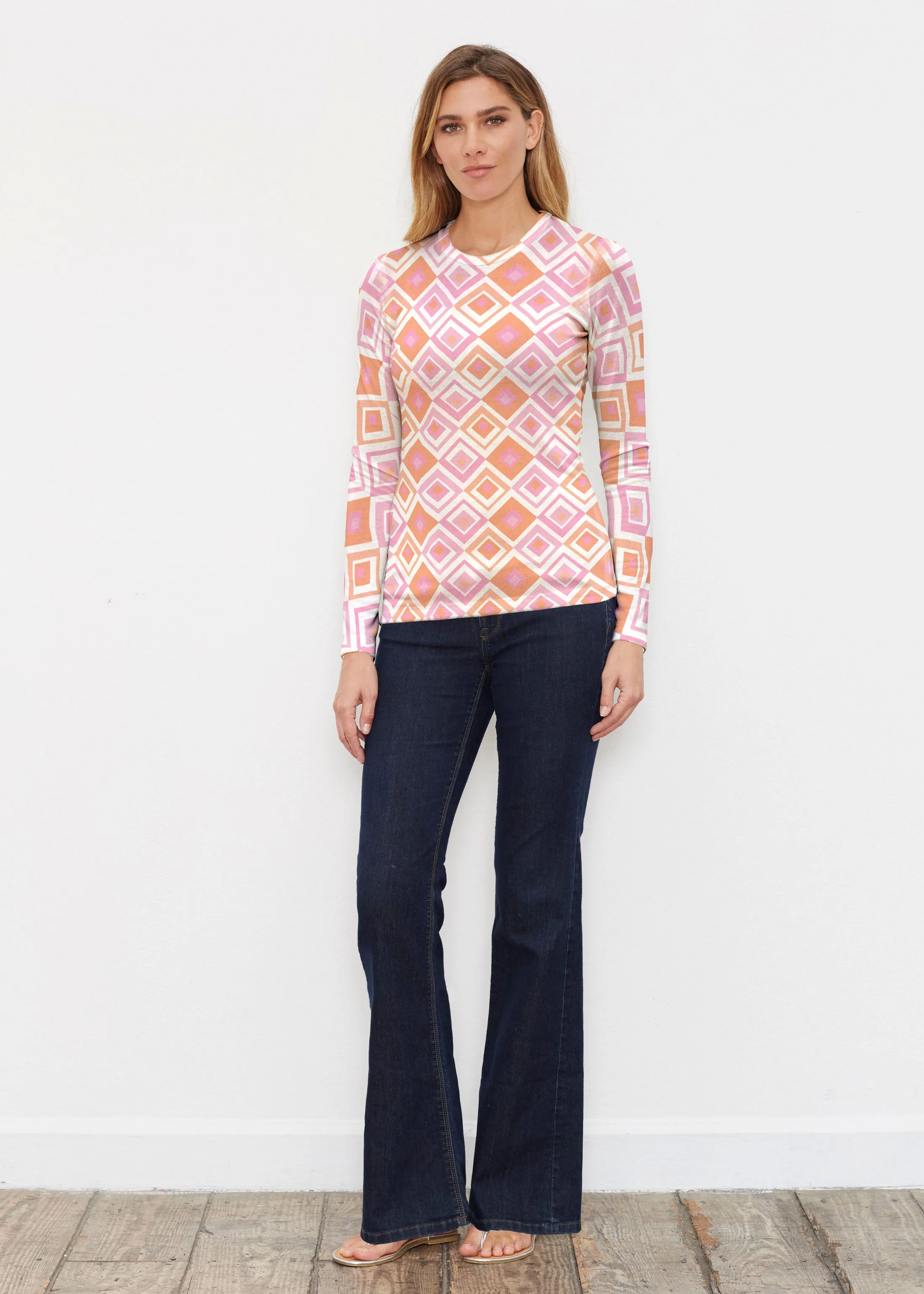 Cubed Pink (7809) ~ Butterknit Long Sleeve Crew Top