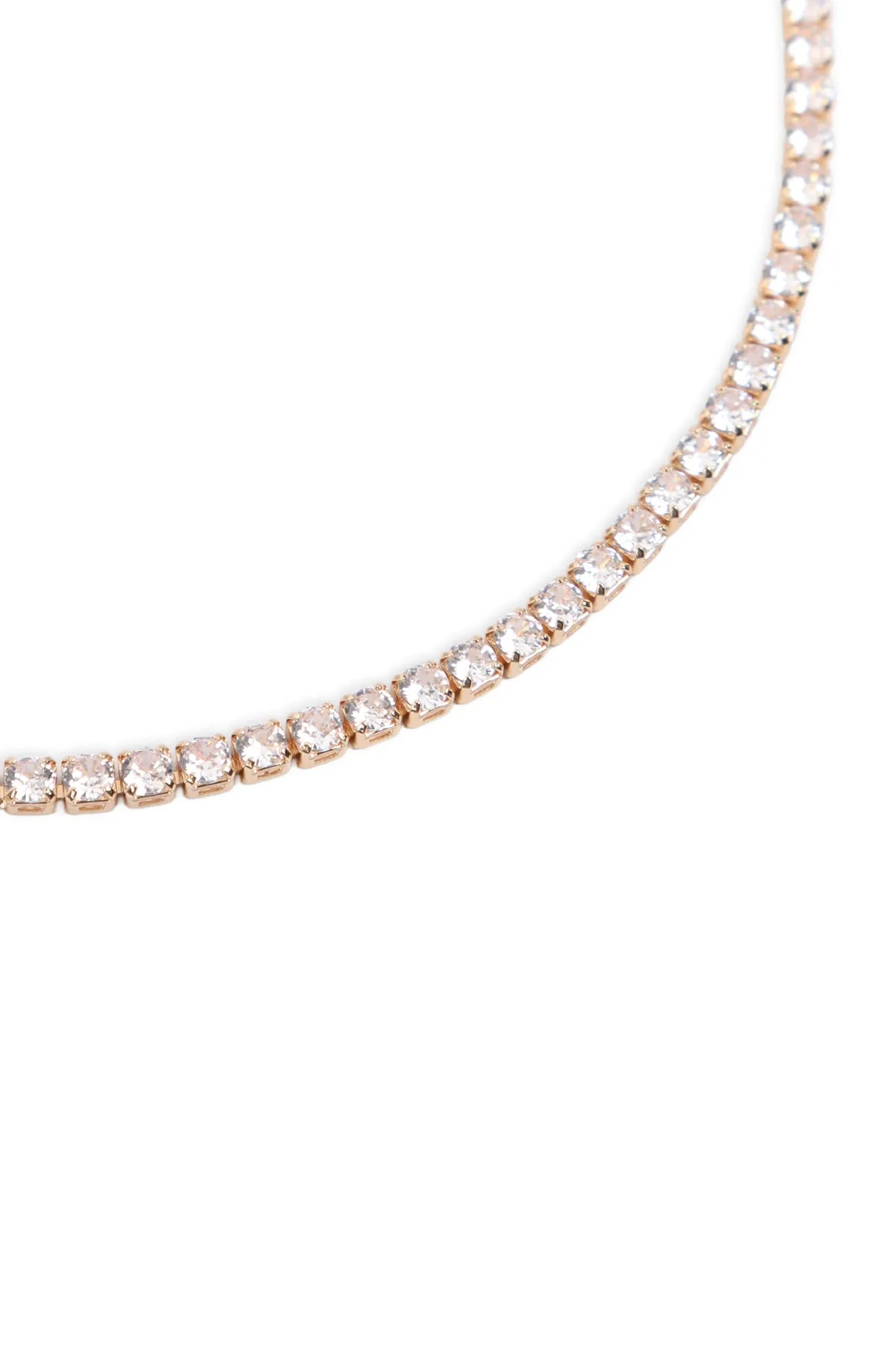 CUBIC ZIRCONIA 3MM 1 ROW NECKLACE AND EARRING SET