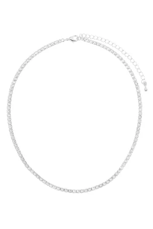 CUBIC ZIRCONIA 3MM 1 ROW NECKLACE AND EARRING SET