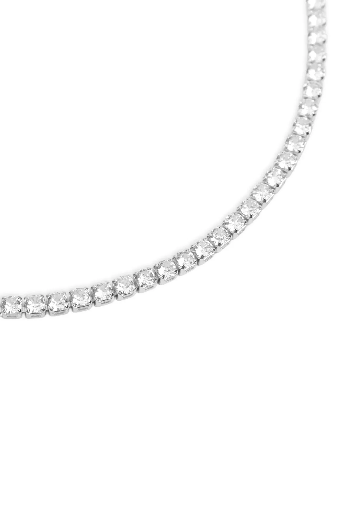CUBIC ZIRCONIA 3MM 1 ROW NECKLACE AND EARRING SET