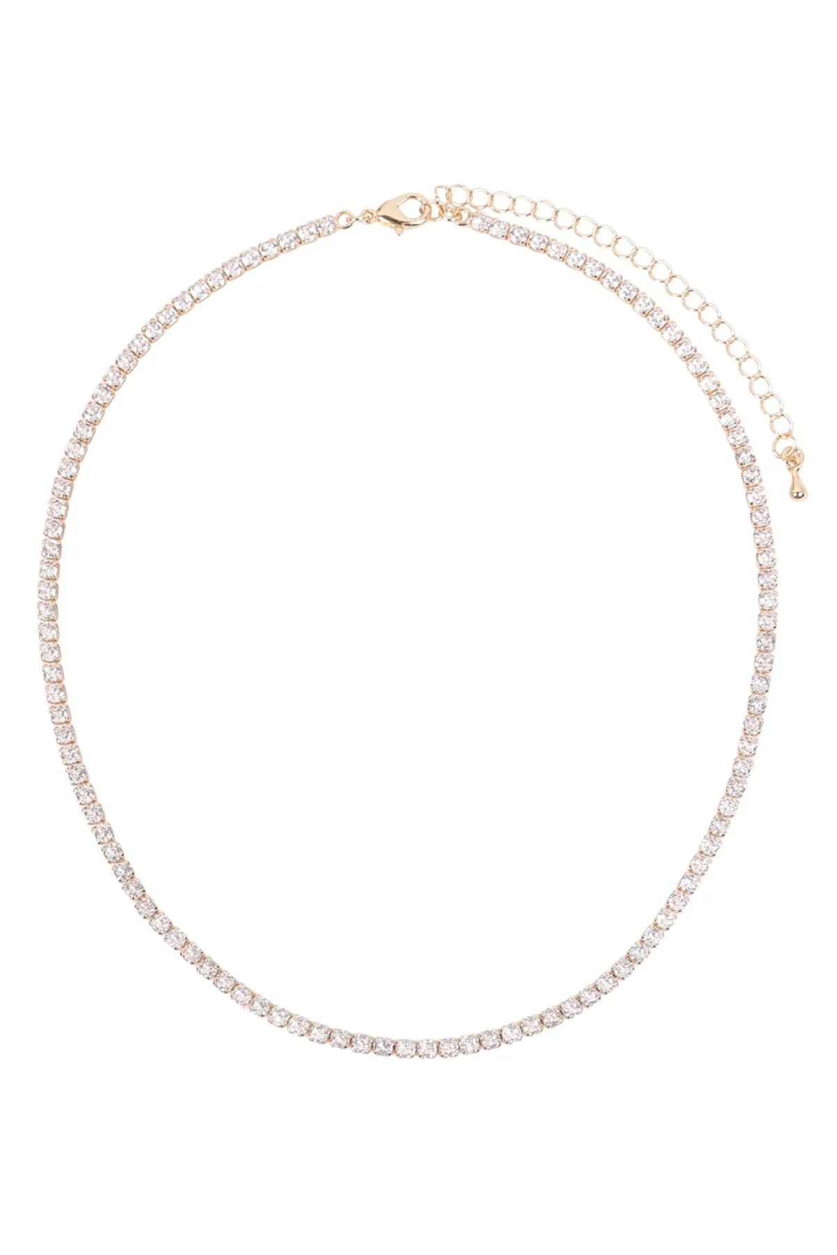 CUBIC ZIRCONIA 3MM 1 ROW NECKLACE AND EARRING SET
