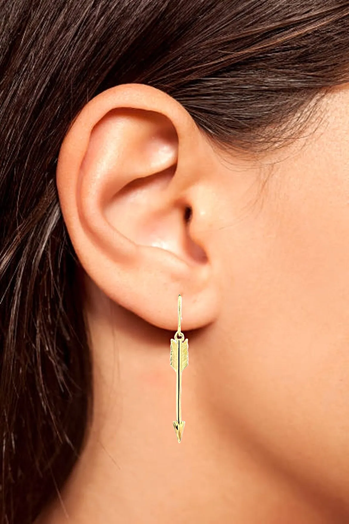 Cupid’s Arrow Dangling Gold Earrings