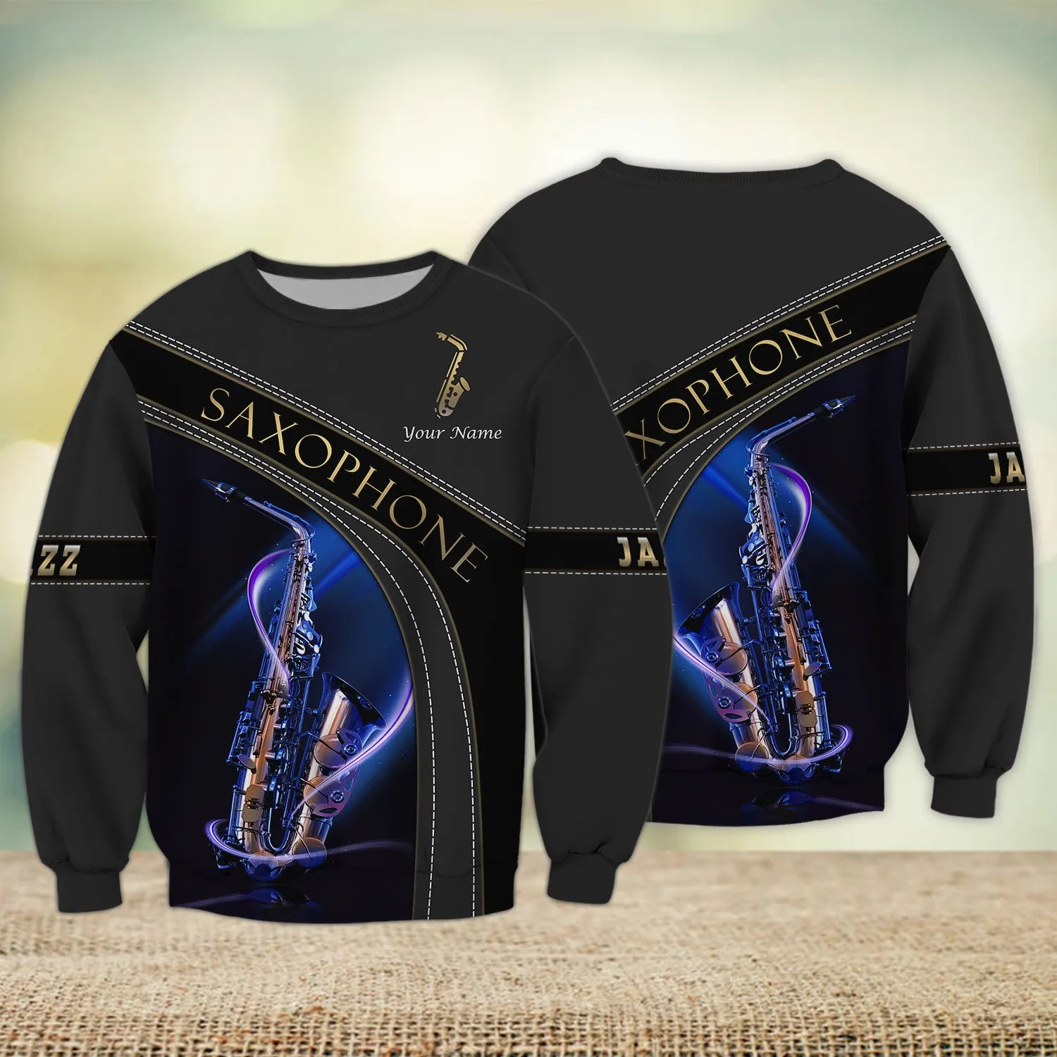 Custom Saxophone Zipper Shirts Saxophone Pattern Design Shirts 2741