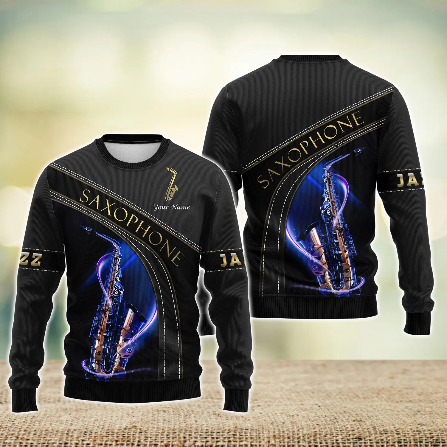 Custom Saxophone Zipper Shirts Saxophone Pattern Design Shirts 2741