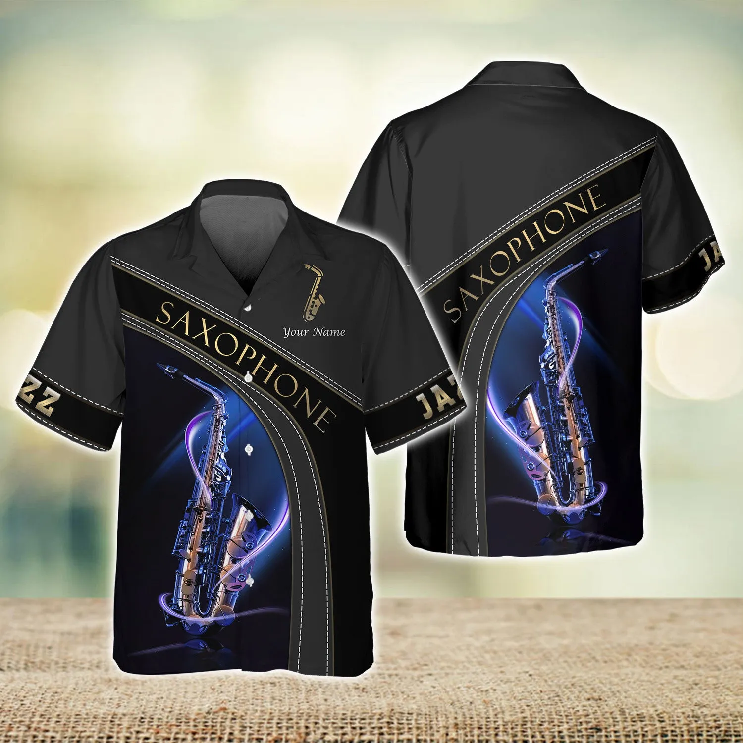 Custom Saxophone Zipper Shirts Saxophone Pattern Design Shirts 2741