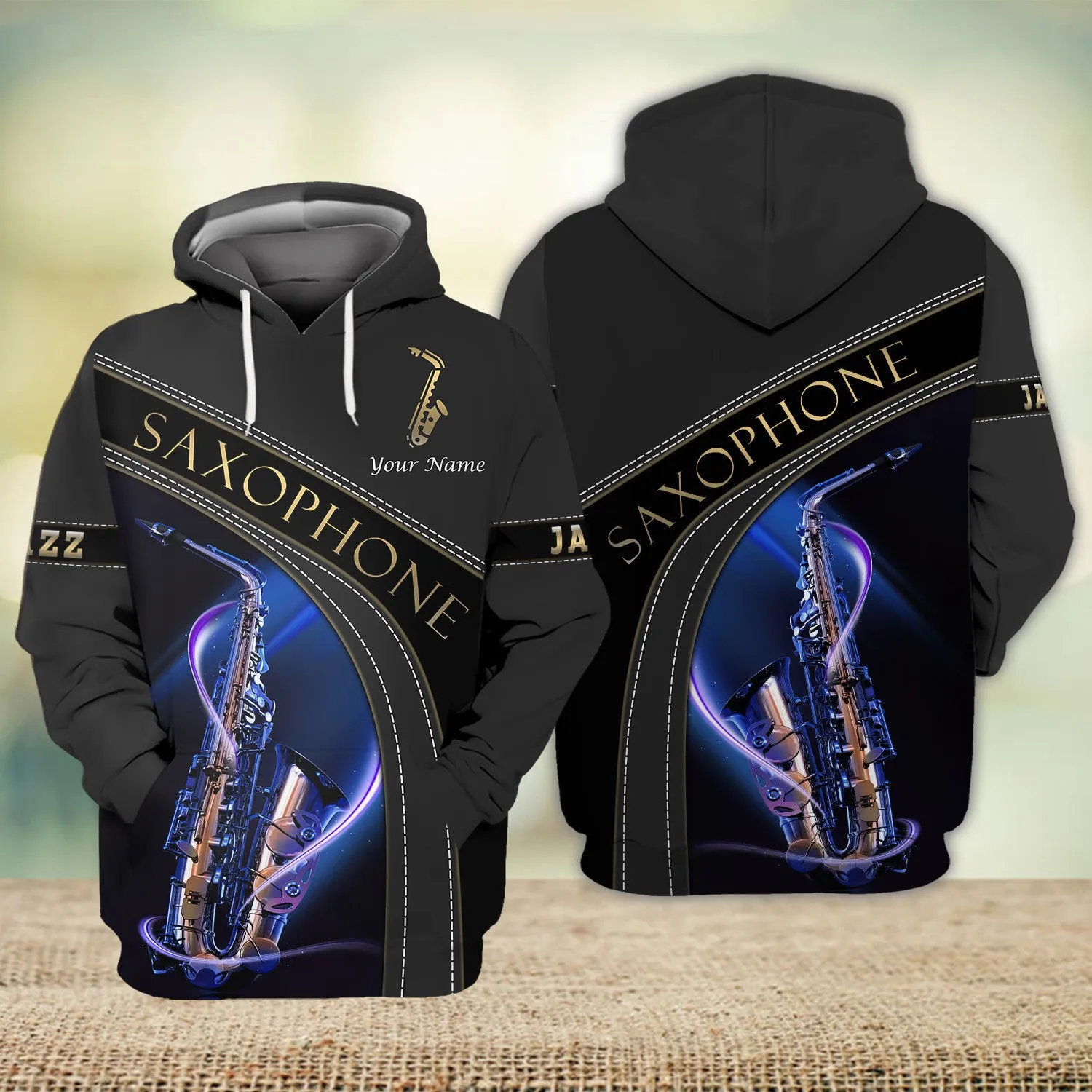 Custom Saxophone Zipper Shirts Saxophone Pattern Design Shirts 2741