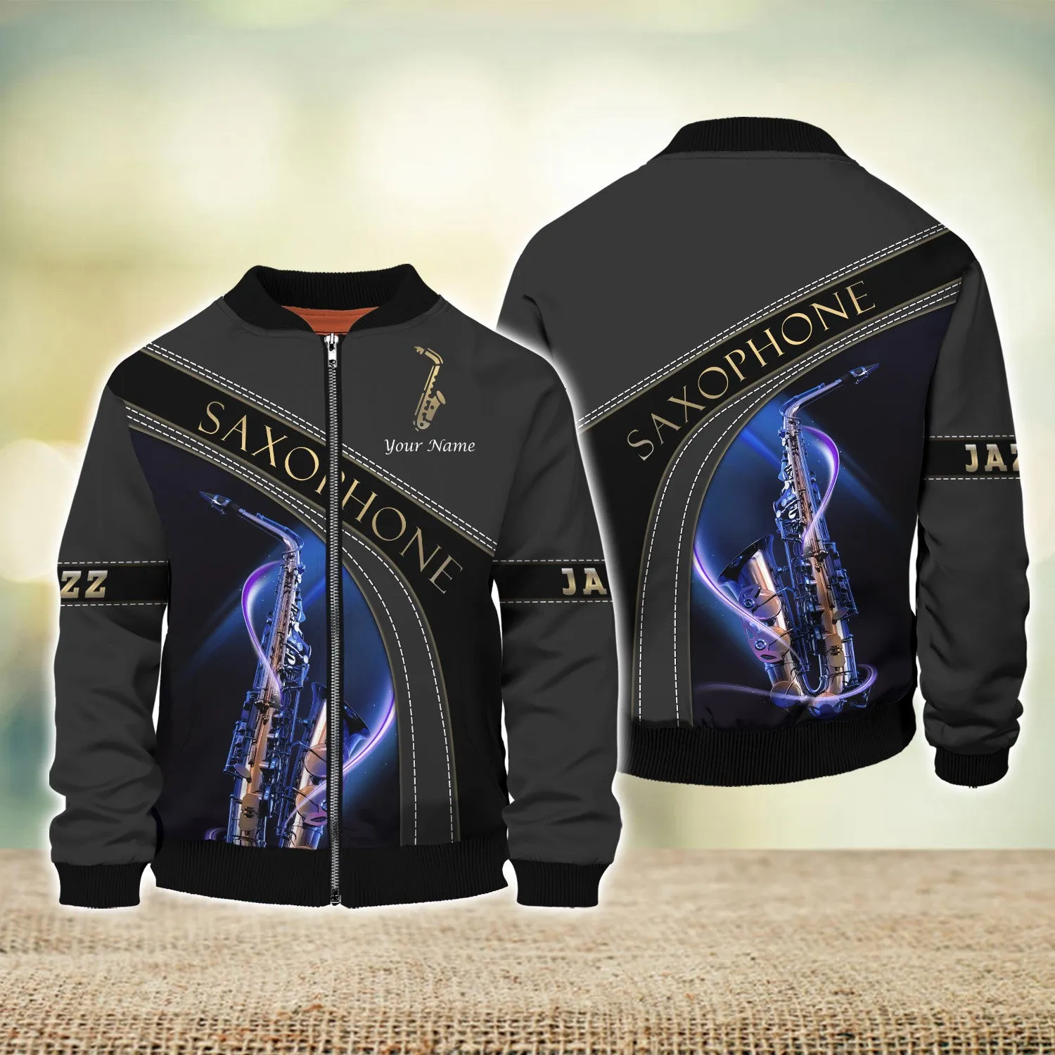 Custom Saxophone Zipper Shirts Saxophone Pattern Design Shirts 2741