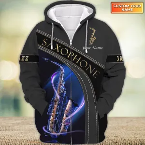 Custom Saxophone Zipper Shirts Saxophone Pattern Design Shirts 2741