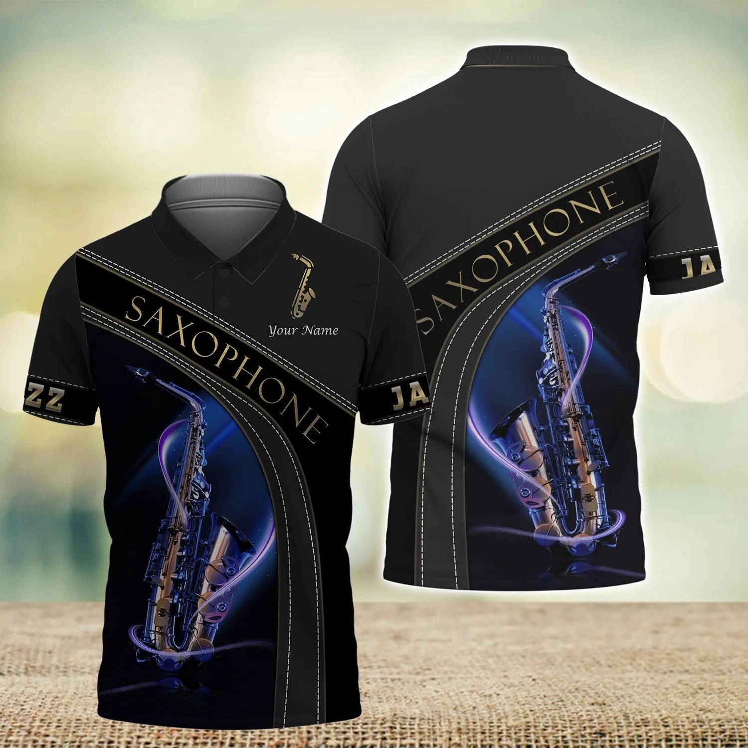 Custom Saxophone Zipper Shirts Saxophone Pattern Design Shirts 2741