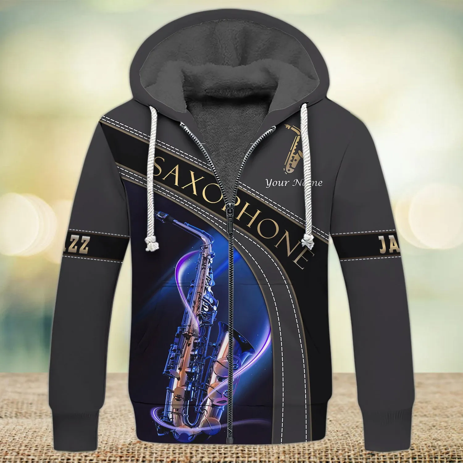 Custom Saxophone Zipper Shirts Saxophone Pattern Design Shirts 2741
